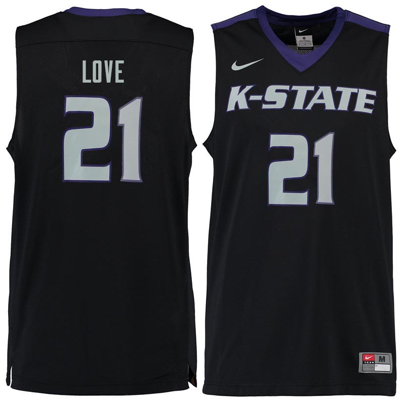 Men #21 James Love Kansas State Wildcats College Basketball Jerseys Sale-Black - Click Image to Close